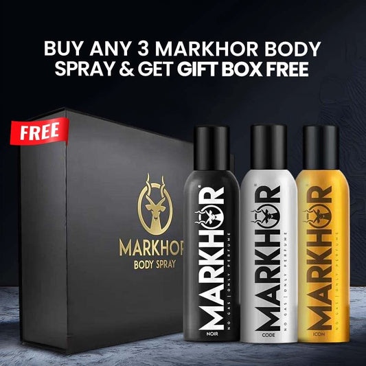 Buy Any 3 Markhor Body Spray And Get Gift Box Free