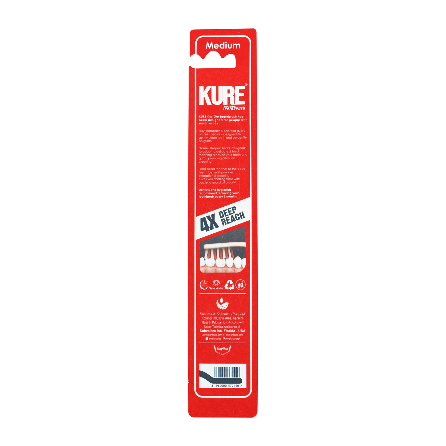 Kure 4X Bacteria Guard Bristles Toothbrush (Medium)