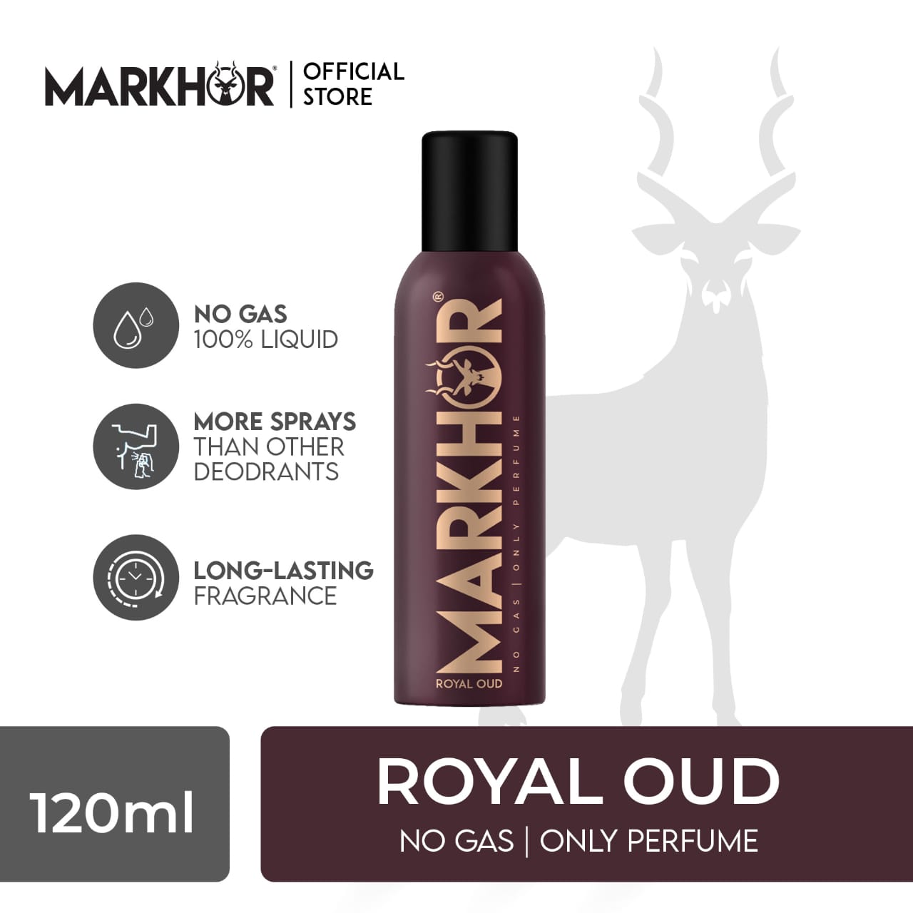 Markhor Royale Oud body spray (Non-Gas) 120ml
