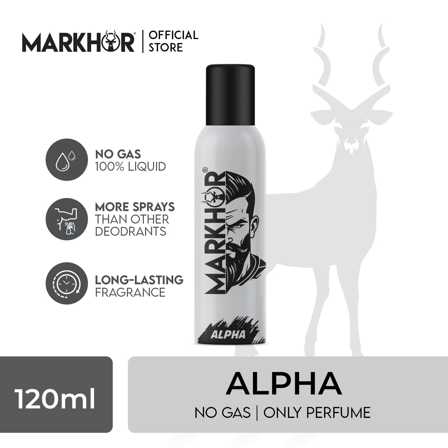 Markhor Alpha Body Spray (Non-Gas) 120ml