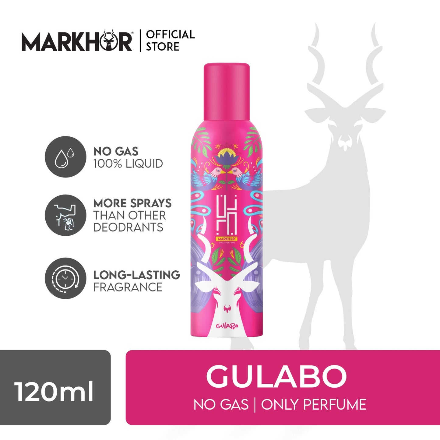 Markhor Zunn Gulabo body spray (Non-Gas) 120ml