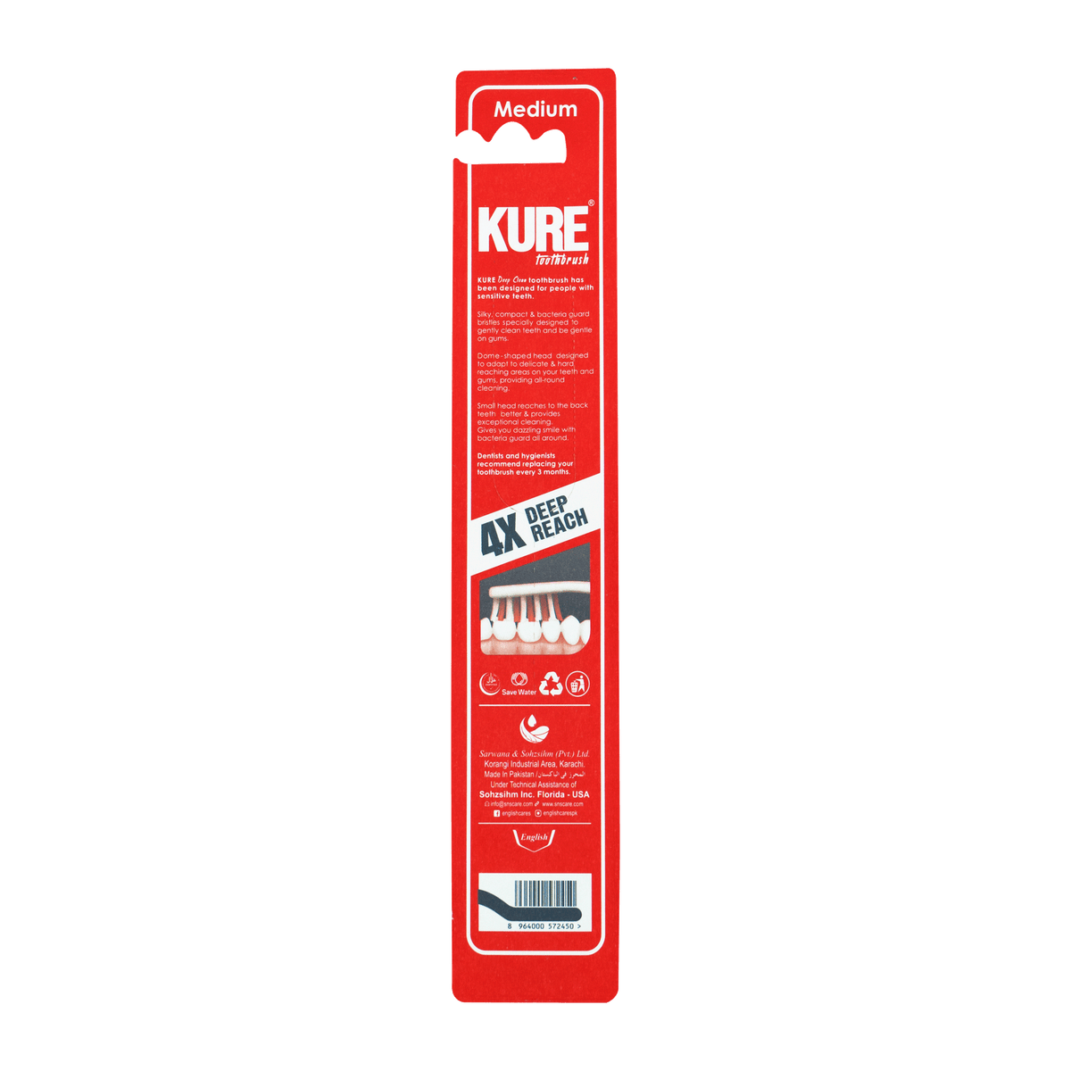 Kure 4X Bacteria Guard Bristles Toothbrush (Medium)