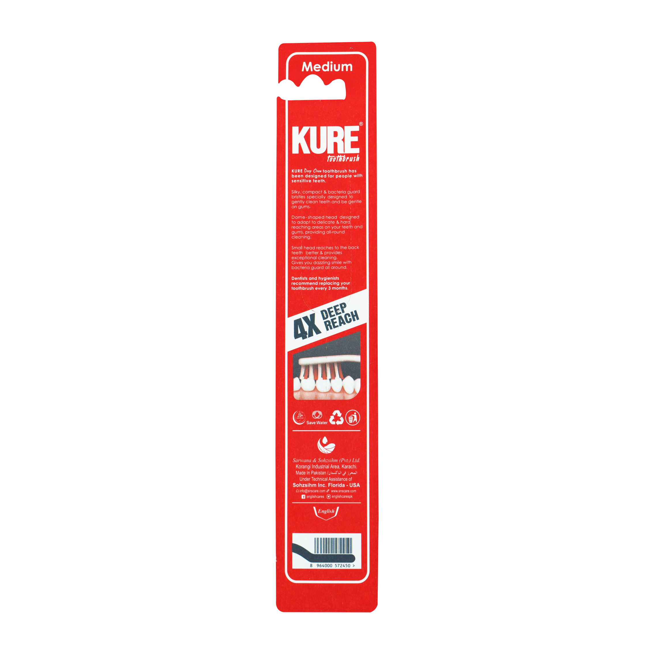 Kure 4X Bacteria Guard Bristles Toothbrush (Medium)