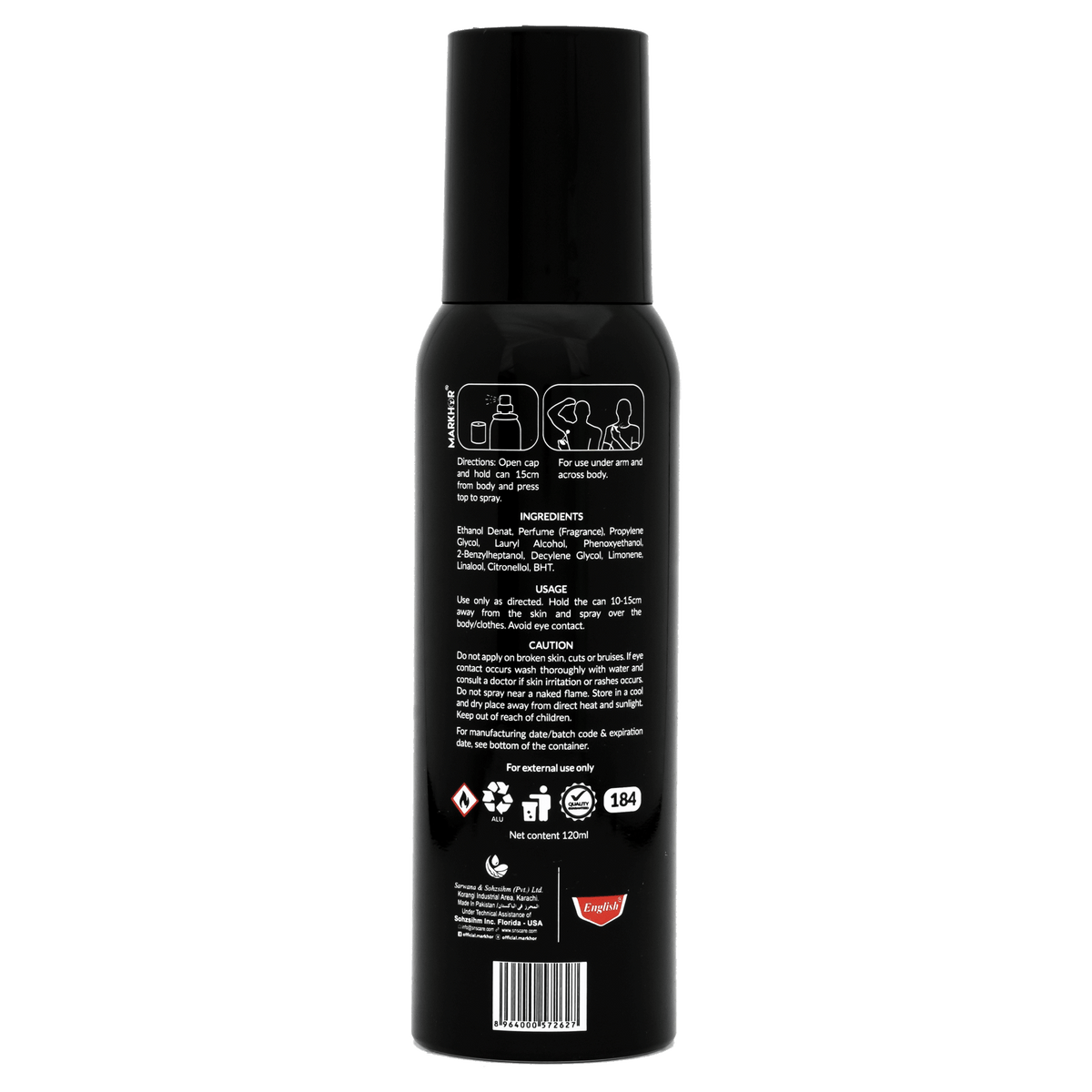 Markhor Noir Body Spray (Non-Gas) 120ml