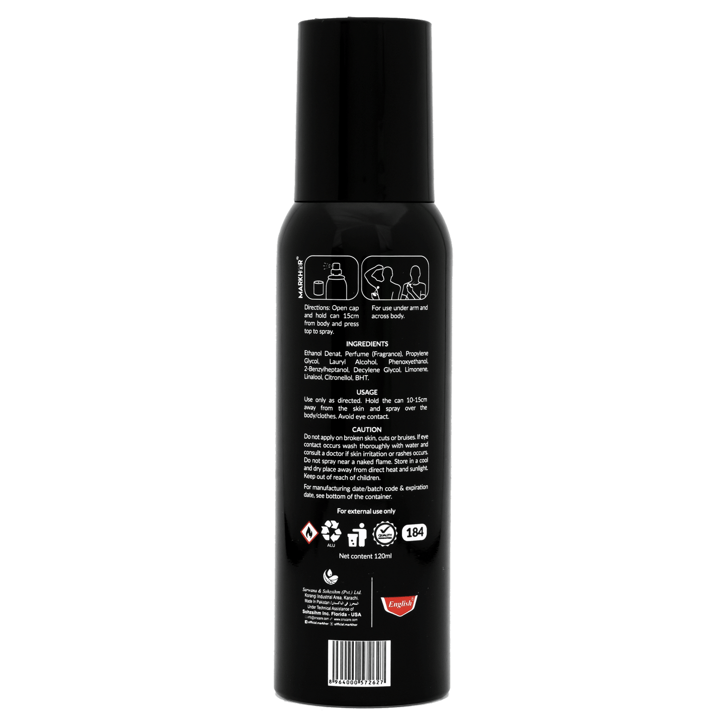 Markhor Noir Body Spray (Non-Gas) 120ml