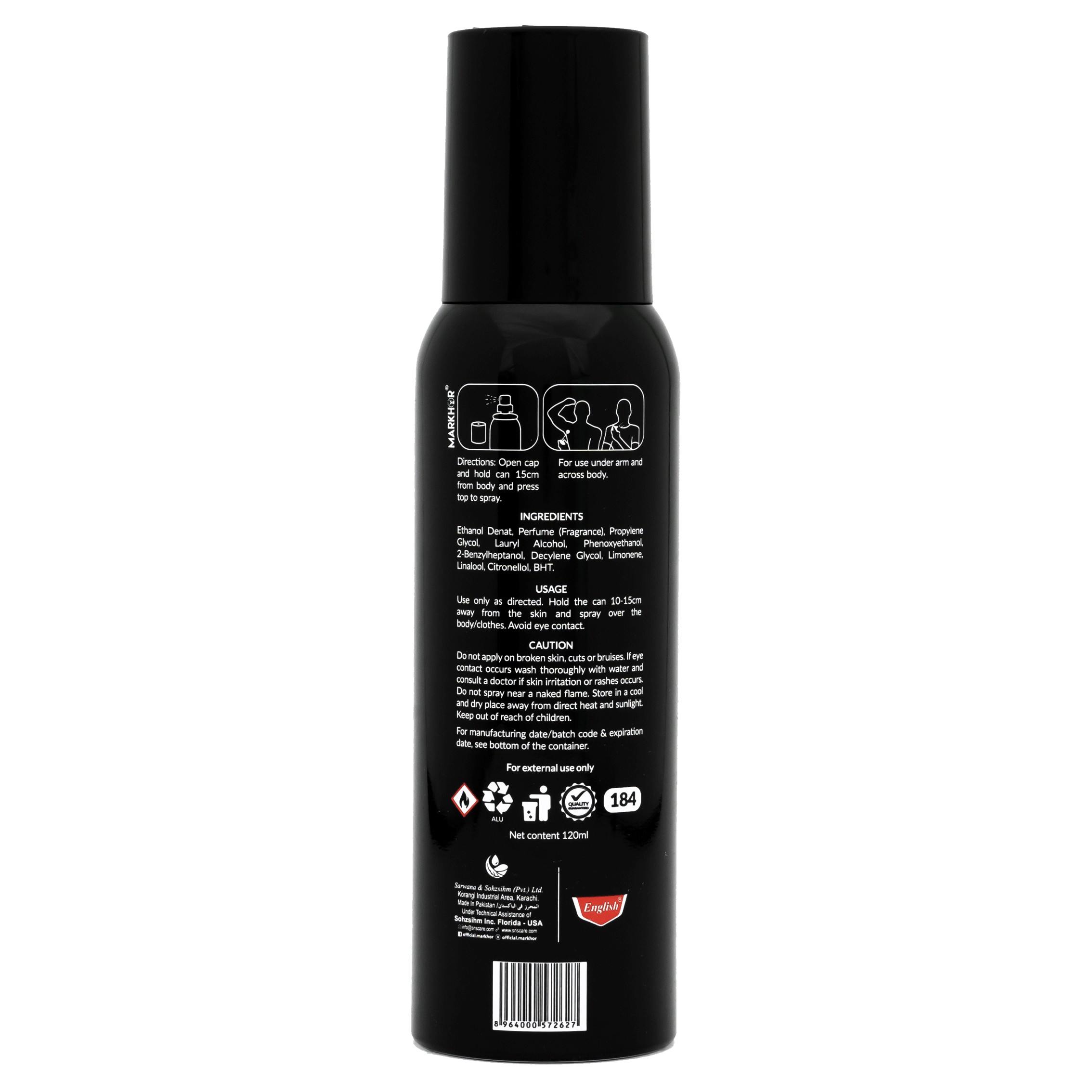 Markhor Noir Body Spray (Non-Gas) 120ml