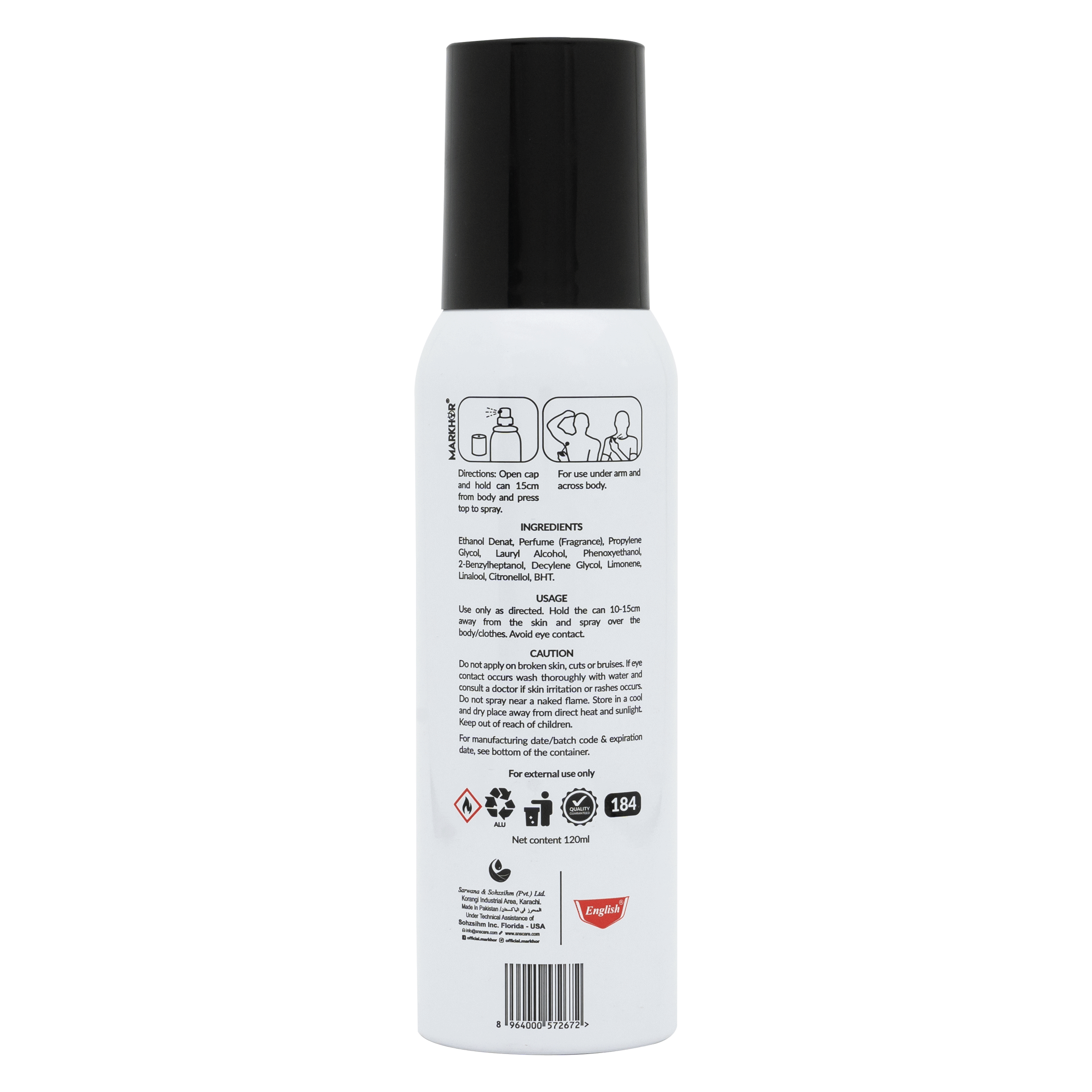 Markhor Elegance Body Spray (Non-Gas) 120ml